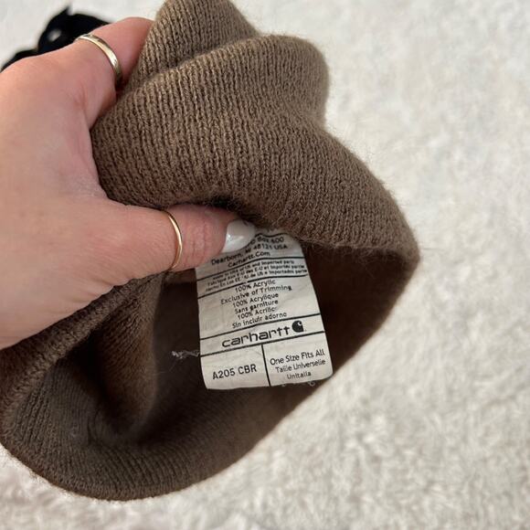 Carhartt Unisex Taupe Beanie & Black Hat Bundle Edgy Work Wear - Picture 6 of 6